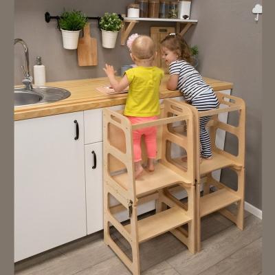 China Height Adjustable Solid Wood Step (Height) Stool for Kids Learning Tower Kitchen Helper for sale