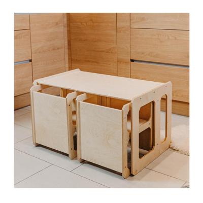 China Montessori Wooden Kids Activity Furniture Modern Kids Playroom Game Table and Chair Set for sale