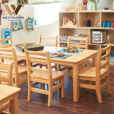 China Modern Wood Preschool Montessori Desk Set Classroom Furniture Nursery and School Table Chair and Chairs Furniture Set for sale