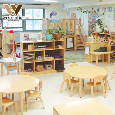 China Modern Child Care Preschool Furniture For Daycare Montessori Furniture Wooden Nursery Table Chair Sets Kindergarten Childcare Furniture for sale