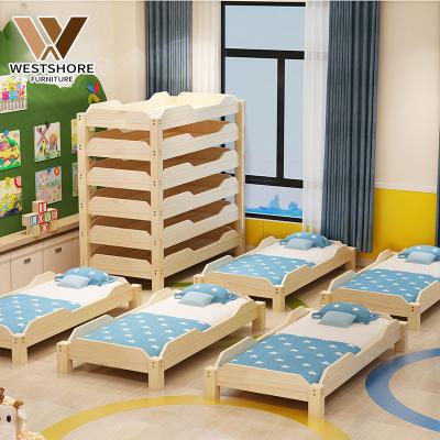 China Durable+Adjustable+Mobile Mesh Bed For Kindergarten Children Lunch Break Mesh Breathable Plastic Sleeping Stacking Bed Cribs For Child for sale