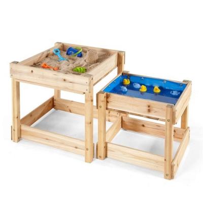 China Natural Wooden Toy Water And Sand Table Activity Tables With Liners Sand And Water Sand Pit Garden Furniture For Kids Sensory Play Outdoor for sale