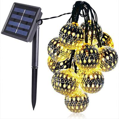 China Warm White Moroccan Solar Powered Outdoor Waterproof Solar Light Yard String Lamp Silver LED Lamp Garden String Decorative Lamp for sale