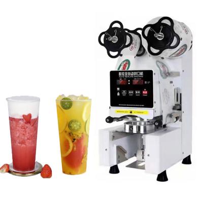 China White Fully Automatic Bubble Tea Sealing Machine Paper Cup Sealer Machine Paper Cup Plastic Cup Sealer Machine for Milk Tea Shop for sale