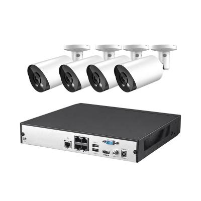 China Mini NVR 4ch PoE 5mp 8mp IR Bullet Camera HD CCTV System Surveillance Kit Bullet Camera Wireless Outdoor CCTV Camera NVR 4ch PoE Camera Kit for sale