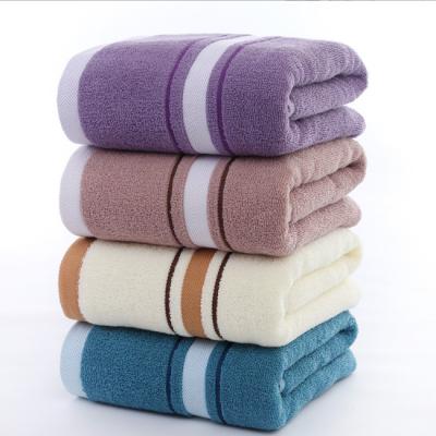 China Compressed Price Cotton Bath Towel Stripe Design Cheap Bath Towel for sale