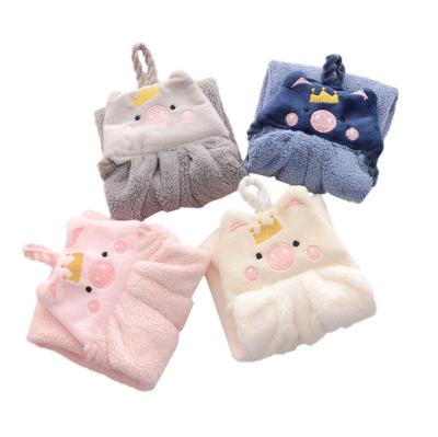 China Softly Ultra Thick Cartoon Animals Soft Towels Bathroom Kids Microfiber Absorbent Hand Towels For Kitchen for sale