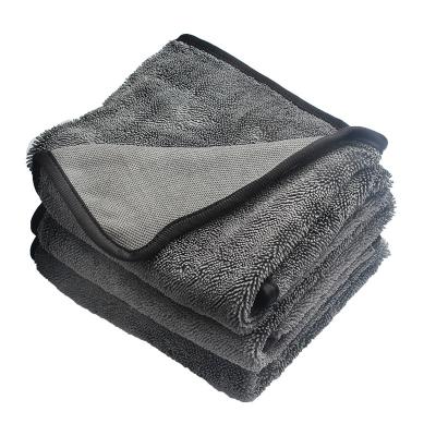 China Long Cloth Twist Pile Car Microfiber Drying Towel, 600 GSM Super Absorbent Professional Twist Loop Cloth for sale