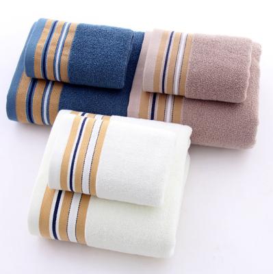 China QUICK DRY Colorful Stripe Design Cotton Face Towel Bath Towel Set for sale