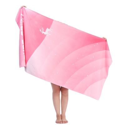 China QUICK DRY Microfiber Beach Towel Pink Color Print for sale