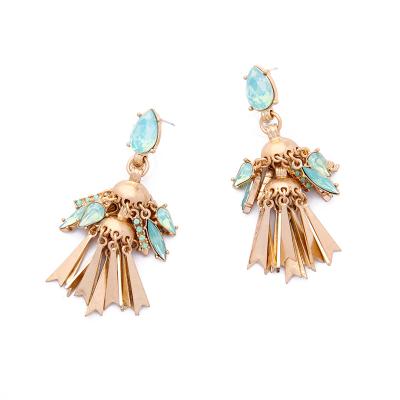 China ALLOY Fashionable High Quality Teal Trendy High Quality Statement Women's Gemstone Jewelry Elegant Women's Fake Earrings for sale