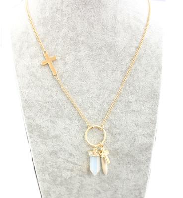 China ALLOY Fashion Gold Crystal Cross Charms Tasty Style Trendy Cross Necklace Necklace for sale