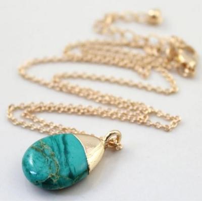 China Pretty ALLOY Gold Simple Stone Necklace, Powder Crystal Necklace, King Stone Necklace for sale