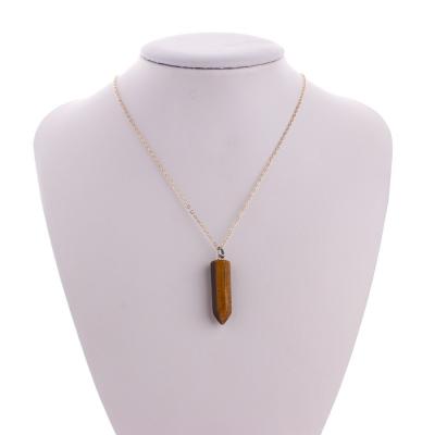 China ALLOY Necklace Meaning,Natural Tiger Eye Stone Pendant Bullet Stone Necklace for sale