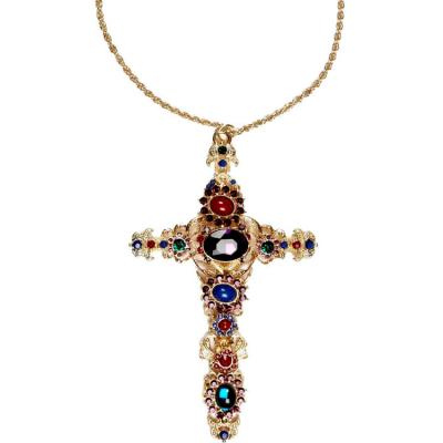 China Fashionable ALLOY large cross pendant necklace, baroque cross necklace, cross necklace costume jewelry for sale