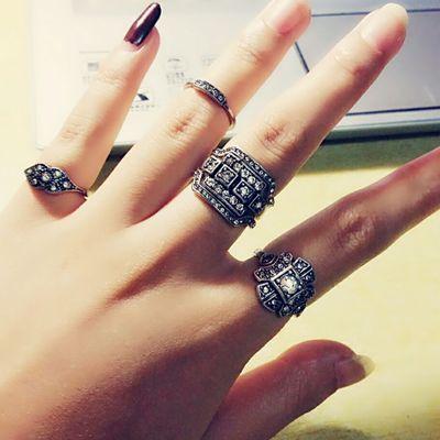 China ALLOY Affair Discount Vintage Ring Super Huge Silver Set 6 Ring Set Mid Ring Suit for sale