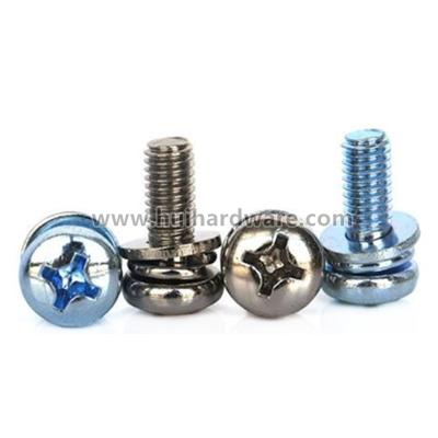 China Pan M2 M4 M8 Pan Head Screw With Spring Recessed Cross Galvanized And Flat Gaskets for sale