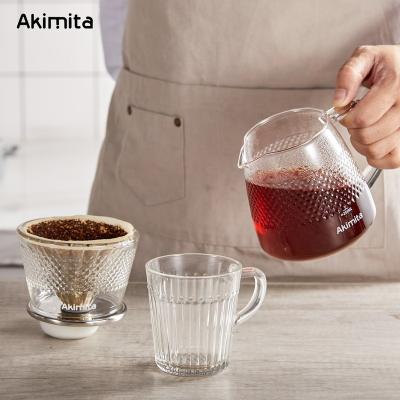 China Akimita Appearance Patent Crystal Diamond Pattern 500ml Viable Glass Coffee Kettle With V Spout for sale