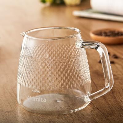 China Akimita Appearance Patent Crystal Diamond Pattern 500ml Viable Glass Coffee Kettle With V Spout for sale