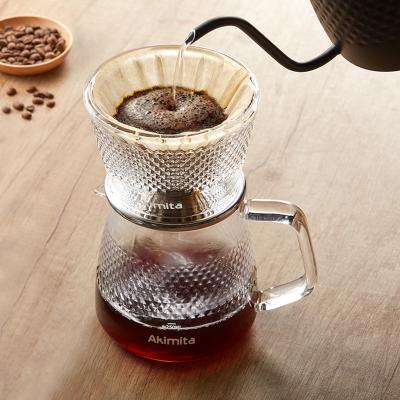 China Viable Wholesale Clear Custom Pour Over Reusable Coffee Maker Glass Dripper And Coffee Server Glass Set for sale