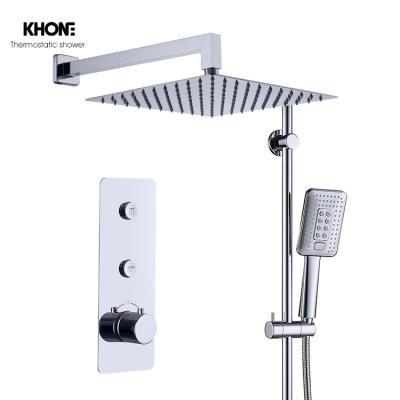 China With Slide Bar Concealed Smart Thermostatic Shower Mixer In The Wall Brass Bathroom Shower Faucet Set Supplier for sale