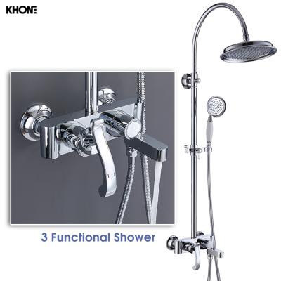 China With Sliding Bar Chrome Modern Wall Mounted Bathroom Rainfall Brass Shower Mixer Set for sale