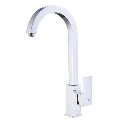 China Hot Sale Faucet EUROPE Approve Hot Cold Water Kitchen Sink Faucet Vertical Mixer Taps Single Hole Brass Long Spout for sale