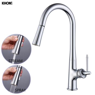 China Modern Deck Mounted Brass Kitchen Faucet Chrome Modern Pull Out Kitchen Faucets for sale