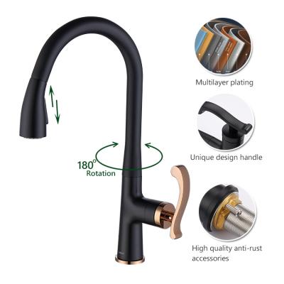 China Modern Brass Kitchen Faucet Single Handle Pull Down Kitchen Faucets Mixer Tap Hot And Cold Water Pull Out Kitchen Faucet for sale