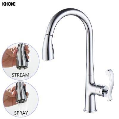 China Modern Single Handle Kitchen Sink Faucet Brass Pull Down With Pull Out Hose Faucet Mixer 2021 for sale