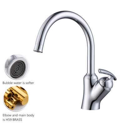 China Contemporary High Quality Chrome Kitchen Faucet Brass Kitchen Sink Faucet for sale