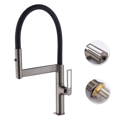 China 2021 Modern Hot Selling Gun Gray Brass Sink Pull Out Kitchen Faucet Faucets Kitchen Faucet for sale