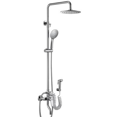 China With Sliding Bar Modern Wall Mount Rain Shower Set Copper Chrome Shower Faucet Set Rain OEM Logo for sale