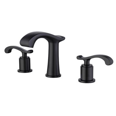 China Contemporary Wholesale Brass Designed Black Basin Faucet 3 Holes Bathroom Sink Mixer Tap for sale