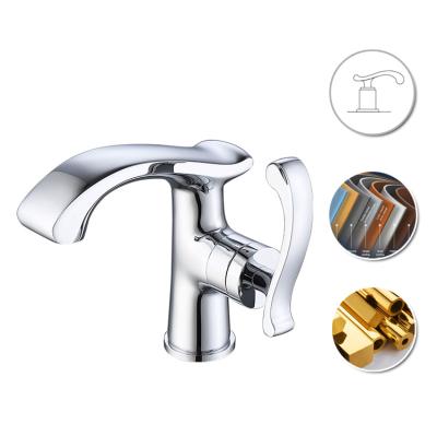 China EUROPEAN New Design High Quality Single Handle Deck Mounted Bathroom Chromed Brass Basin Faucet for sale