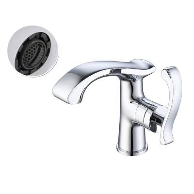 China Modern New Design Brass Faucet Luxury Hot Cold Chromed Bathroom Sink Faucet for sale