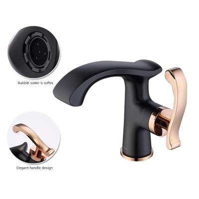 China Modern Black Basin Faucet Water Mixer Taps Classic Single Hole Black Gold Basin Faucet for sale