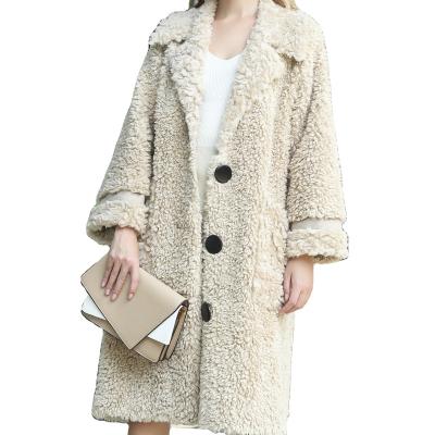 China Breathable full wool grain wool fur coat for ladies long style wholesale price for sale