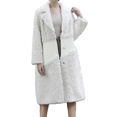 China Breathable Women's Lamb Wool Fur Coat Jacket Long Style Full Wool Grain Sheep Shearling Wool For Ladies for sale