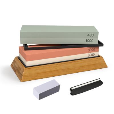 China 2 Sides Stocked Ceramic Knife Sharpening Stone Set 400/1000/6000 Wet Stone Japan Oil Stone Sharpening Stone Knife Sharpener Kit for sale