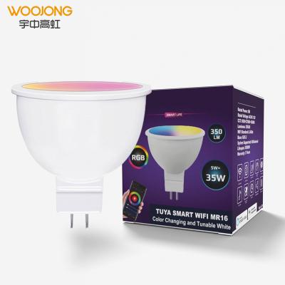 China Hot sale party home cheap price wifi voice Smart MR16 RGB LED bulb support Alexa Smart MR16 bulb GU10 5W for home/party for sale