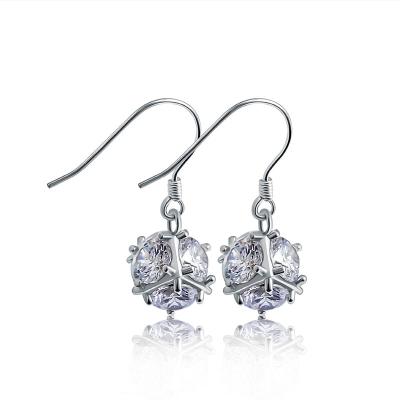 China TRENDY Fashion Women Dangling CZ Stone Earring Jewelry 925 Sterling Silver Custom Ball Drop Earrings for sale