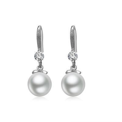 China Fashion Trendy Zircon Jewelry Women Custom 925 Sterling Silver Freshwater Pearl Stud Earrings for sale