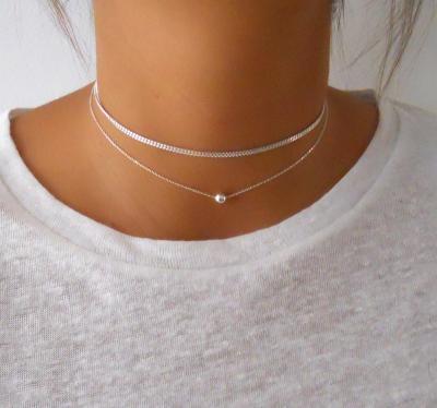 China TRENDY Simple Women Chain 925 Sterling Silver Tiny Pearl Necklace Freshwater Necklace for sale