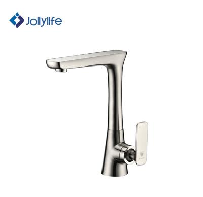 China Sense Faucets Jollylife Cold Water Single Hot Brass Deck Mounted Brass Kitchen Sink Faucets for sale