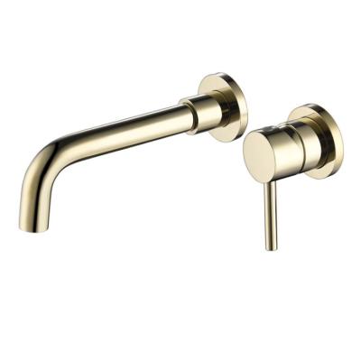 China Chrome Metered Faucet, Solid Brass Two Handle Basin Faucets Bathroom Basin Mixer Wall Mounted Vanity Faucet for sale