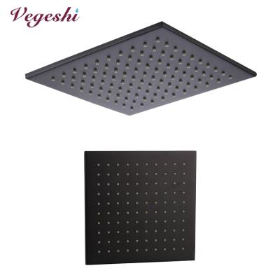 China 8 Inch Matte Black Brass Square Bathroom Vegeshi No-Drill Shower Head for sale