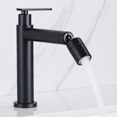 China Italian style faucets matte black stainless steel metered household basin faucet can rotate out of hot and cold water basin faucet for sale