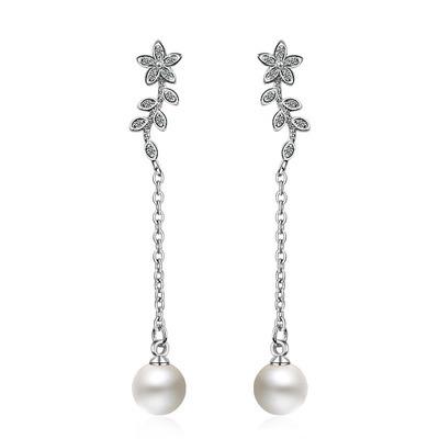 China Pearl S925 allergy flower earrings luxury women earring 2022 trend fashion earrings jewelry CIA romantic silver light line anti allergy for sale