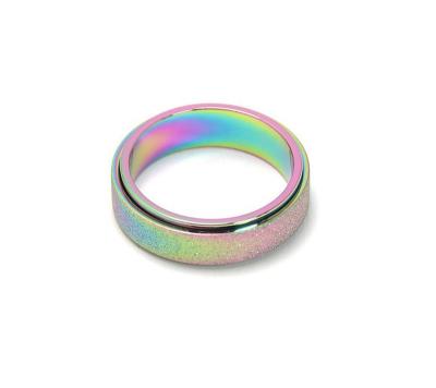 China FASHIONABLE Jewelry Titanium BNX Ring Decompression Fashion Stainless Steel Frosted Rotating Couples Ring for sale